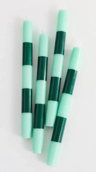 FAZEEK Striped Dinner Candle Set of 4 Jade/Green One Size | Thumbnail 2
