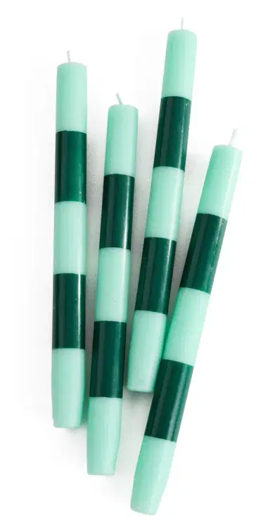 FAZEEK Striped Dinner Candle Set of 4 Jade/Green One Size | Thumbnail 1