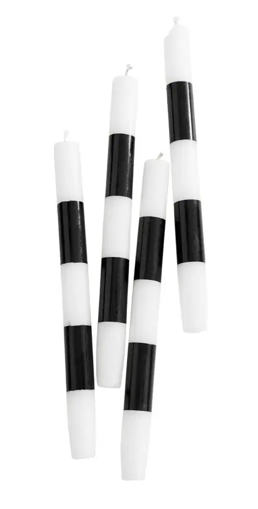 FAZEEK Striped Dinner Candle Set of 4 Black/White One Size