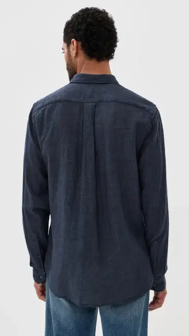 Vince Double Face Long Sleeve Shirt Heather Coastal M | Thumbnail 3