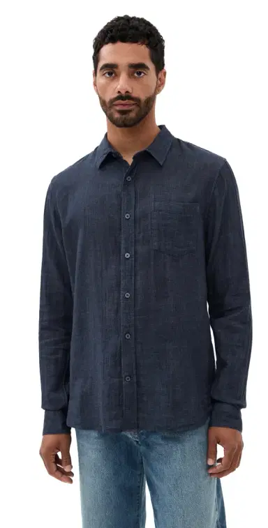 Vince Double Face Long Sleeve Shirt Heather Coastal M | Thumbnail 1