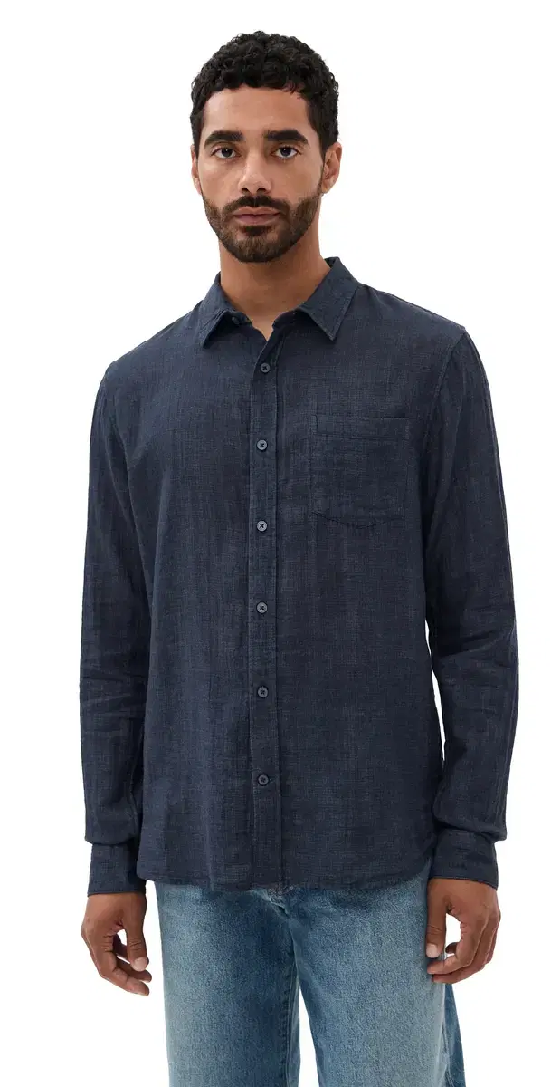 Vince Double Face ong Sleeve Shirt Heather Coastal
