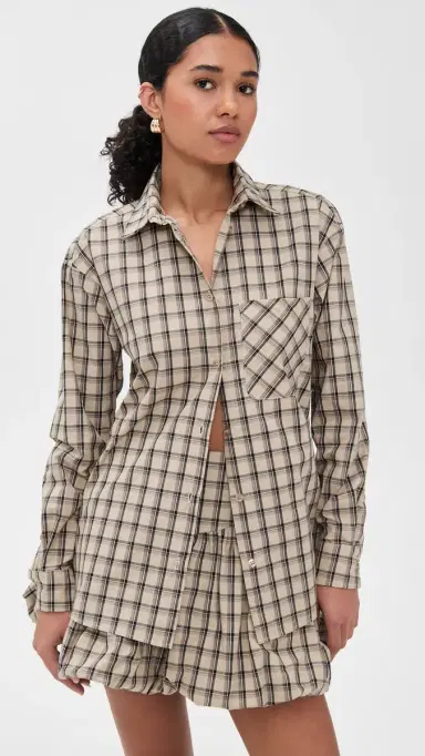LE BOP Winnie Buttondown Khaki Check S | Thumbnail 2