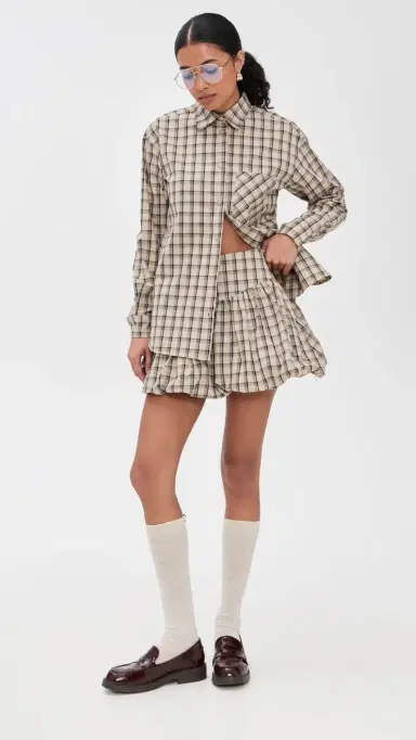 LE BOP Winnie Buttondown Khaki Check S | Thumbnail 5