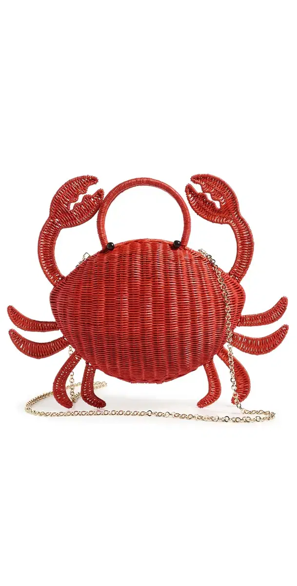 Matteo Crab Wicker Clutch Red One Size