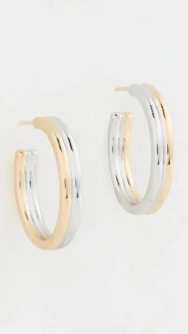 Jennifer Fisher Thread Huggy Earrings Two-Tone One Size | Thumbnail 2 Jennifer Fisher Thread Huggy Earrings Two-Tone One Size | Thumbnail 2