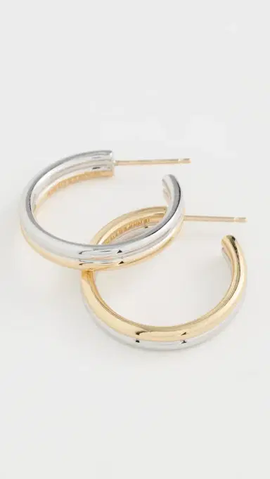 Jennifer Fisher Thread Huggy Earrings Two-Tone One Size | Thumbnail 4 Jennifer Fisher Thread Huggy Earrings Two-Tone One Size | Thumbnail 4