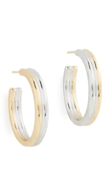Jennifer Fisher Thread Huggy Earrings Two-Tone One Size | Thumbnail 5 Jennifer Fisher Thread Huggy Earrings Two-Tone One Size | Thumbnail 5