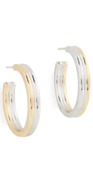 Jennifer Fisher Thread Huggy Earrings Two-Tone One Size | Thumbnail 1 Jennifer Fisher Thread Huggy Earrings Two-Tone One Size | Thumbnail 1