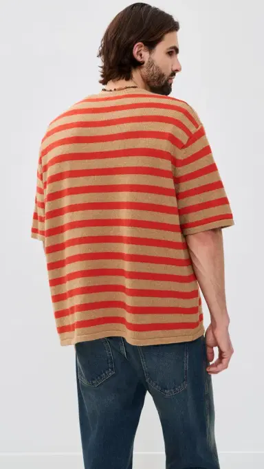 The Elder Statesman Unisex cout tripe Cashmere Knit Tee and/Tigerlily | Thumbnail 5 The Elder Statesman Unisex cout tripe Cashmere Knit Tee and/Tigerlily | Thumbnail 5