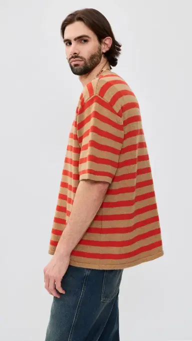 The Elder Statesman Unisex cout tripe Cashmere Knit Tee and/Tigerlily | Thumbnail 6 The Elder Statesman Unisex cout tripe Cashmere Knit Tee and/Tigerlily | Thumbnail 6