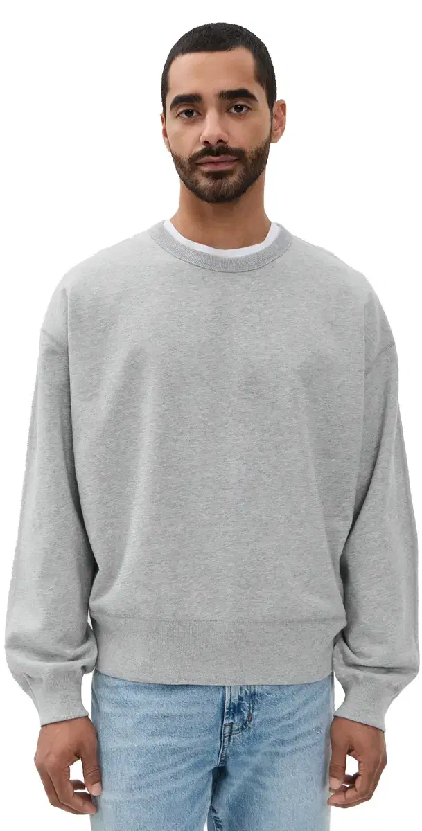id-Weight Terry Relaxed Crew Neck Hgrey