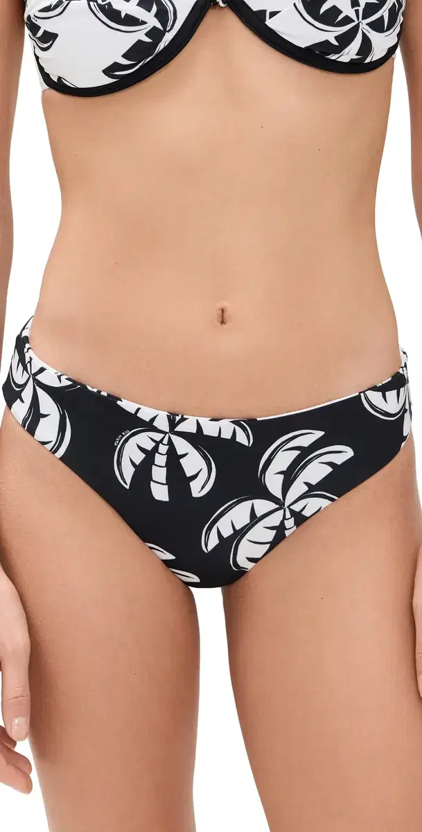Graphic Palms Low Double Bikini Bottoms Graphic Palms Black