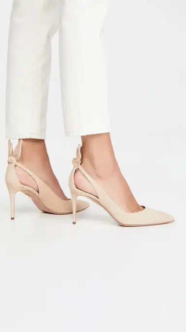 Aquazzura 85mm Bow Tie Pumps Honey | Thumbnail 3
