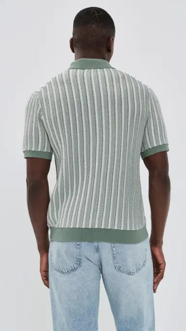 Madewell Core Cotton Vertical Stripe Polo Frosted Cypress | Thumbnail 3 Madewell Core Cotton Vertical Stripe Polo Frosted Cypress | Thumbnail 3