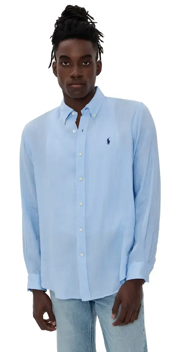 Piece Dye Linen Shirt Office Blue
