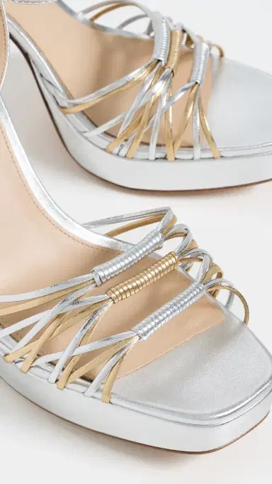 Veronica Beard Beverlee Sandals Silver/Pale Gold 9 | Thumbnail 6