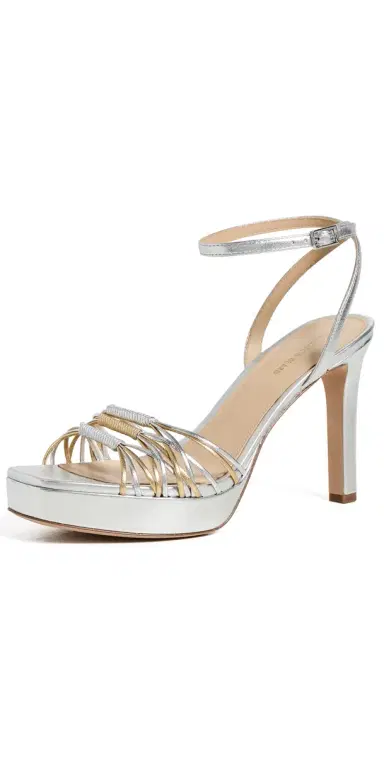 Veronica Beard Beverlee Sandals Silver/Pale Gold 9 | Thumbnail 1