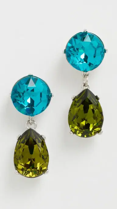 KENNETH JAY LANE Olivine Teardrop Bottom Earrings Aqua/Olivine | Thumbnail 2
