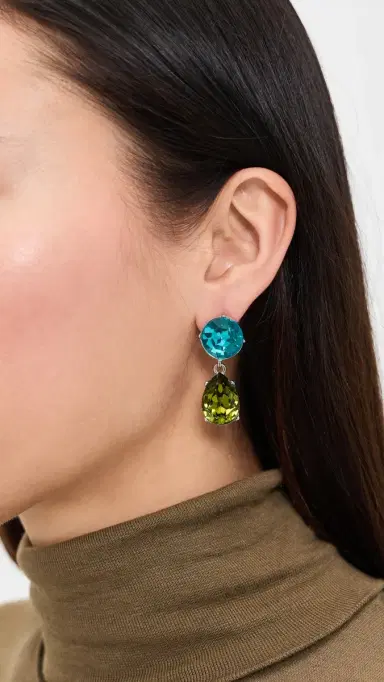 KENNETH JAY LANE Olivine Teardrop Bottom Earrings Aqua/Olivine | Thumbnail 3