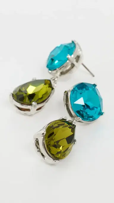 KENNETH JAY LANE Olivine Teardrop Bottom Earrings Aqua/Olivine | Thumbnail 4