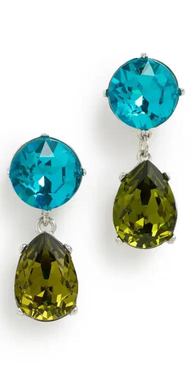 KENNETH JAY LANE Olivine Teardrop Bottom Earrings Aqua/Olivine | Thumbnail 1