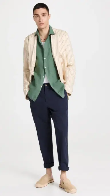 Portuguese Flannel Linen Shirt Dry Green M | Thumbnail 5 Portuguese Flannel Linen Shirt Dry Green M | Thumbnail 5