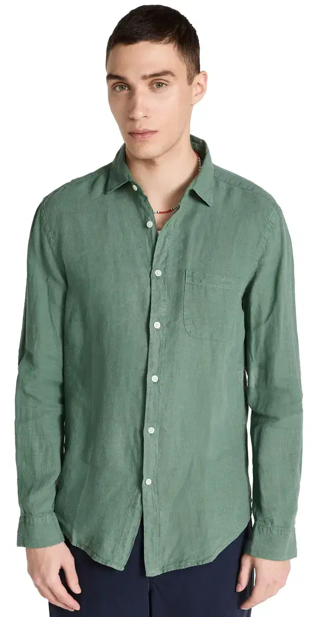 Portuguese Flannel inen Shirt Dry Green