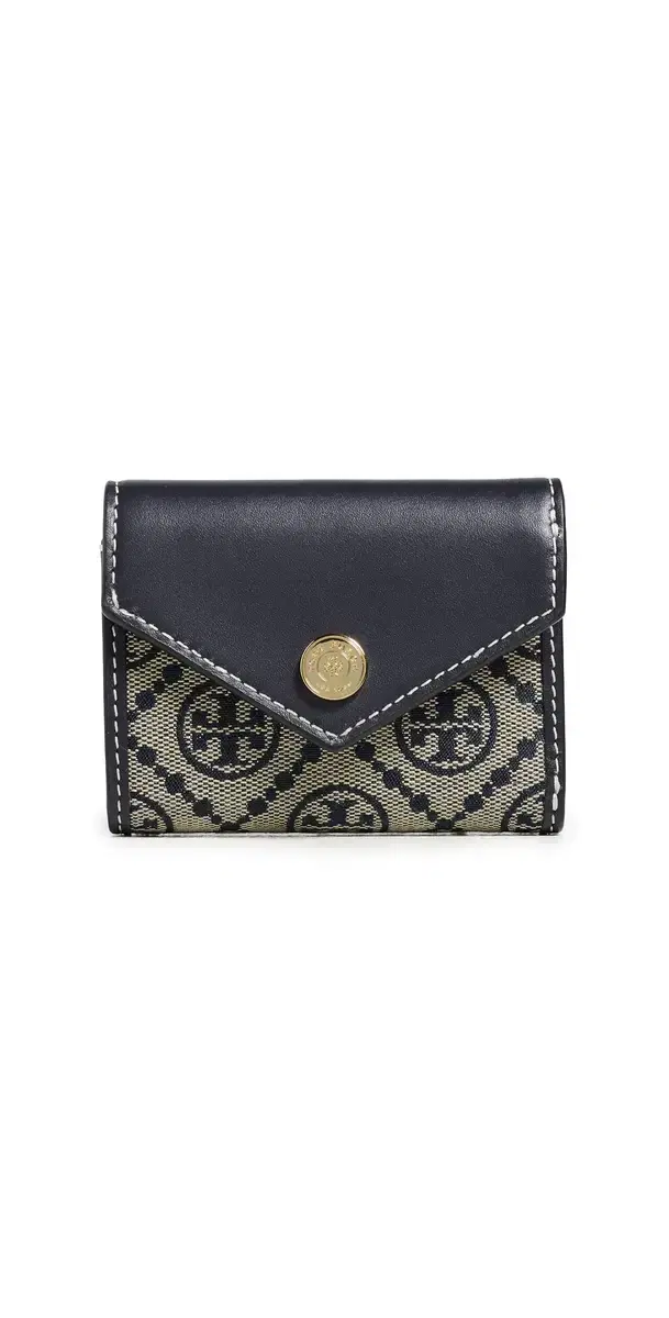 T Monogram Envelope Small Wallet Tory Navy One Size