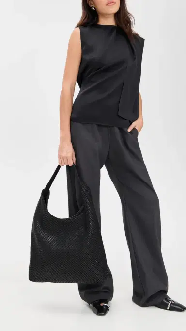 St. Agni Lattice Weave Large Tote Black One Size | Thumbnail 3