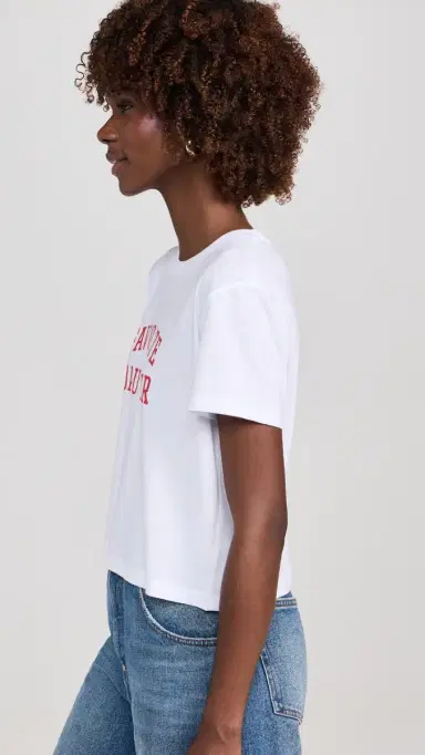 Favorite Daughter Cropped Collegiate Tee White Rouge L | Thumbnail 4