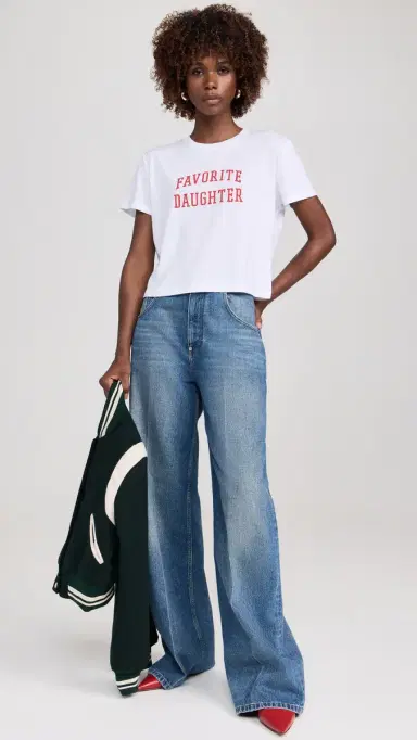 Favorite Daughter Cropped Collegiate Tee White Rouge L | Thumbnail 5