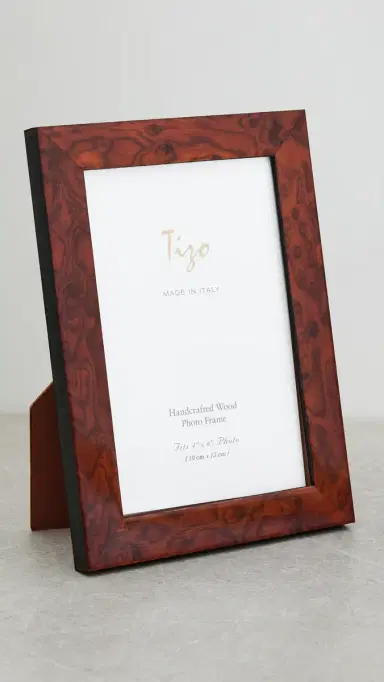 Tizo Design Italian Brown Burl Wood Frame 4x6 | Thumbnail 2