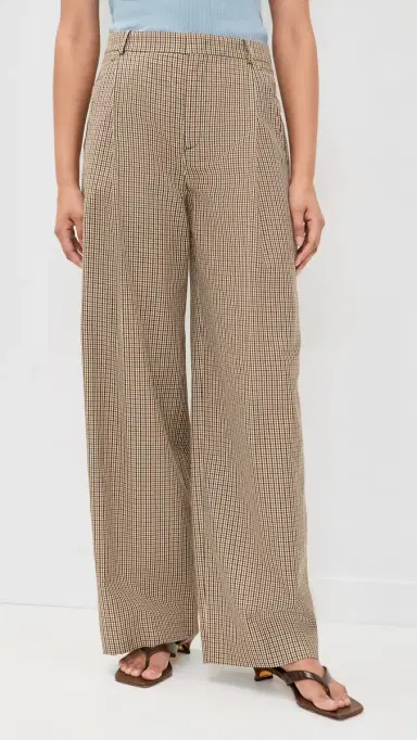 Vince Camille Wide Leg Trousers Lt Wheatstone Check 2 | Thumbnail 2