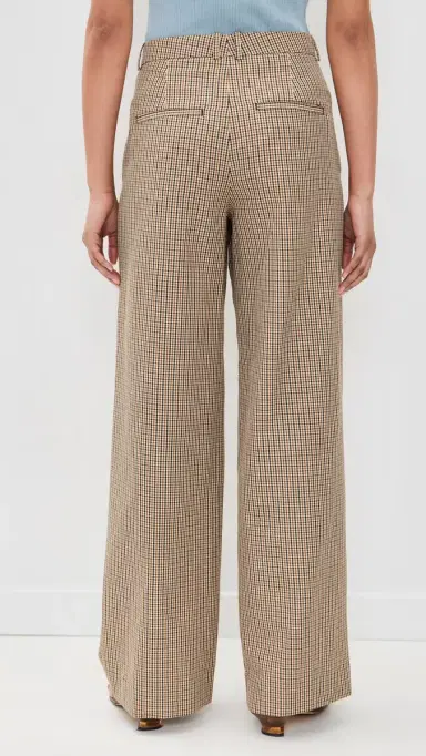 Vince Camille Wide Leg Trousers Lt Wheatstone Check 2 | Thumbnail 3