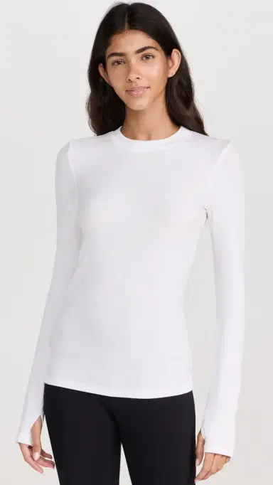Splits59 Louise Rib Long Sleeve Tee White | Thumbnail 2 Splits59 Louise Rib Long Sleeve Tee White | Thumbnail 2