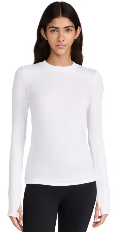 Splits59 Louise Rib Long Sleeve Tee White | Thumbnail 1 Splits59 Louise Rib Long Sleeve Tee White | Thumbnail 1