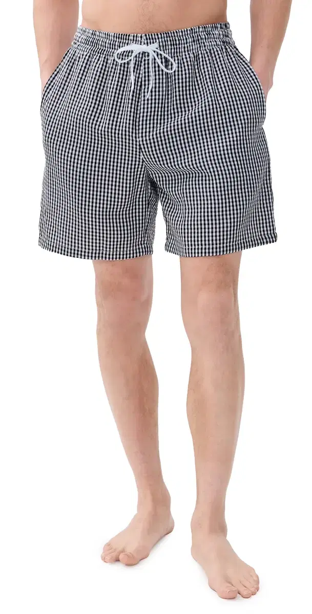 Dur Doux Checked eersucker wim Trunks 6 Black, White
