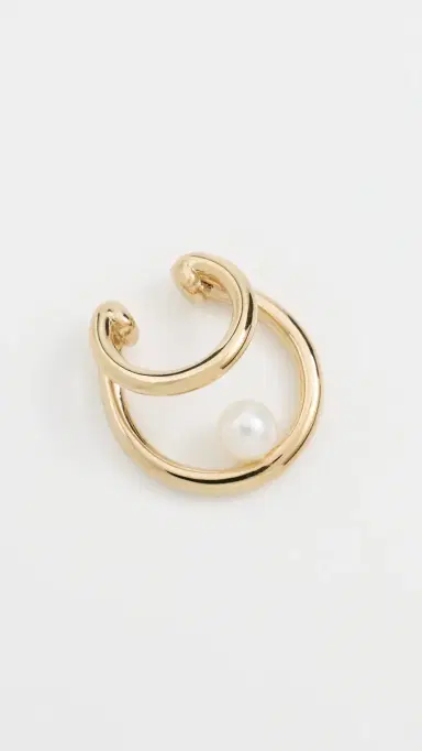 Otiumberg Double Pearl Ear Cuff Gold One Size | Thumbnail 2