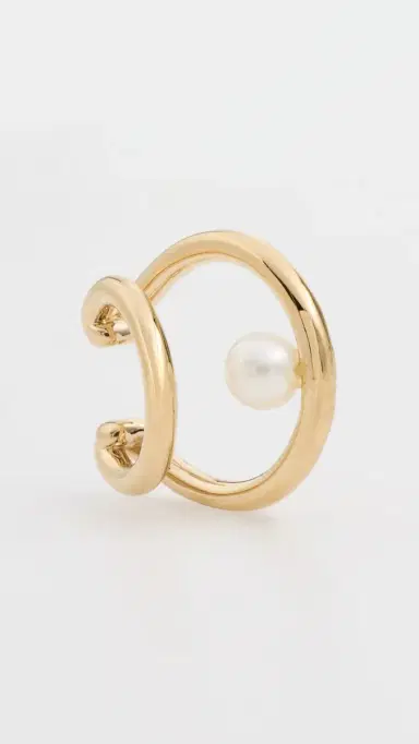 Otiumberg Double Pearl Ear Cuff Gold One Size | Thumbnail 4