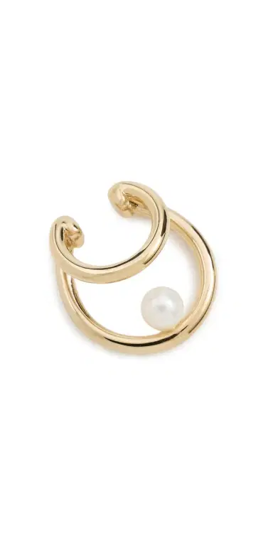 Otiumberg Double Pearl Ear Cuff Gold One Size | Thumbnail 1