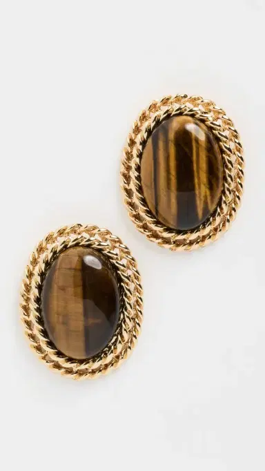 KENNETH JAY LANE Cabochon Earrings Tigers Eye | Thumbnail 2 KENNETH JAY LANE Cabochon Earrings Tigers Eye | Thumbnail 2