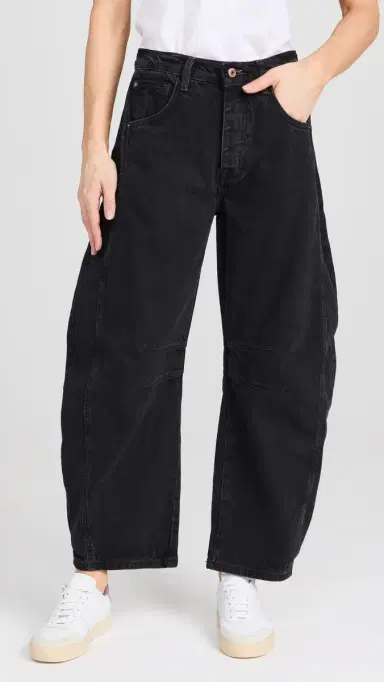 Free People We The Free Good Luck Mid-Rise Barrel Jeans Soundwave 30 | Thumbnail 2