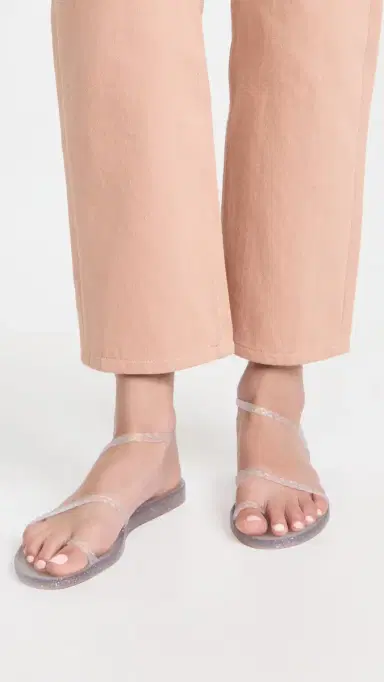 Ancient Greek Sandals Eleftheria Jelly Sandals Clear/Silver Glitter 38 | Thumbnail 3