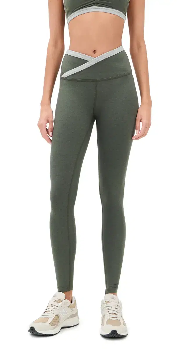 Spacedye Outlines High Waisted Midi Ankle eggings Dusty Forest Heather