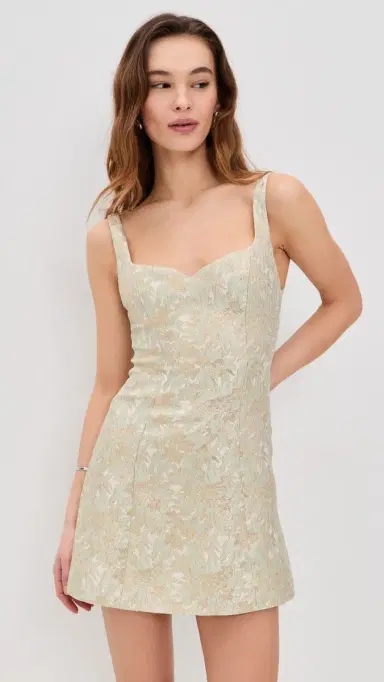 ALICE + OLIVIA Eve Sweetheart Mini Dress Off White/Sage | Thumbnail 2 ALICE + OLIVIA Eve Sweetheart Mini Dress Off White/Sage | Thumbnail 2