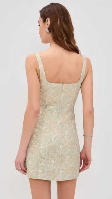 ALICE + OLIVIA Eve Sweetheart Mini Dress Off White/Sage | Thumbnail 3 ALICE + OLIVIA Eve Sweetheart Mini Dress Off White/Sage | Thumbnail 3