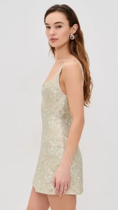 ALICE + OLIVIA Eve Sweetheart Mini Dress Off White/Sage | Thumbnail 4 ALICE + OLIVIA Eve Sweetheart Mini Dress Off White/Sage | Thumbnail 4