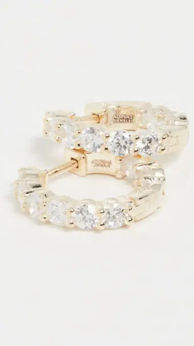 By Adina Eden Mini Round Hoop Earrings Gold (16 mm) One Size | Thumbnail 4