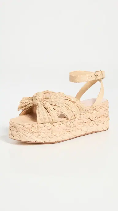 Loeffler Randall Gaby Pleated Bow Braided Espadrilles Natural 10 | Thumbnail 2